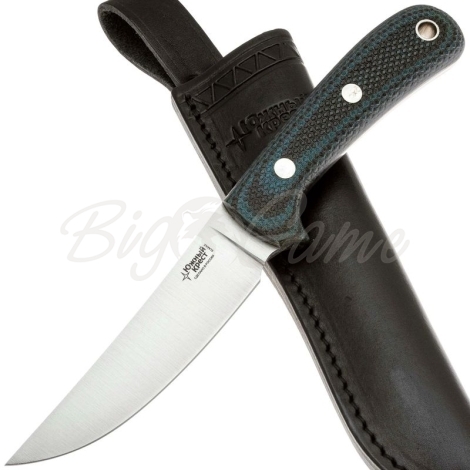 Нож ЮЖНЫЙ КРЕСТ F5 Сталь Elmax рукоять Микарта черно-синяя/насечка фото 4