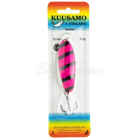Блесна колеблющаяся KUUSAMO Taimen 75/25 код цв. BL/Pink-S, UV  фото 2