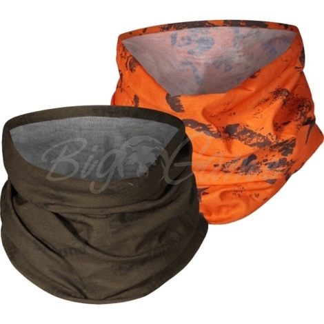 Повязка SEELAND Neck gaiter 2-pack цв. Pine green / InVis orange blaze фото 1