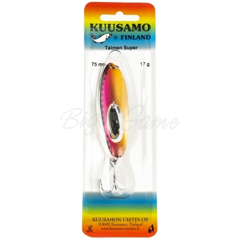 Блесна колеблющаяся KUUSAMO Taimen SUPER 75/17 код цв. BL/Li/O-S  фото 2