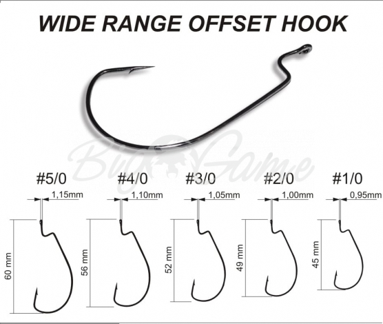Крючок офсетный CRAZY FISH Wide Range Offset Joint Hook № 6 (200 шт.) фото 1