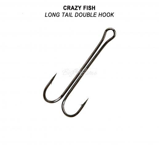 Крючок двойной CRAZY FISH Long Tail Double Hook № 4 (5 шт.) фото 1