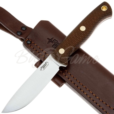 Нож ЮЖНЫЙ КРЕСТ Caribou L конвекс Сталь К110 рукоять Микарта койот/насечка фото 4