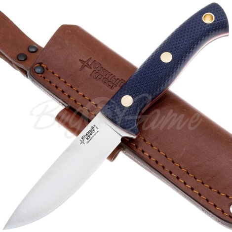 Нож ЮЖНЫЙ КРЕСТ Шершень конвекс Сталь VG10 рукоять Микарта черно-синяя/насечка фото 4