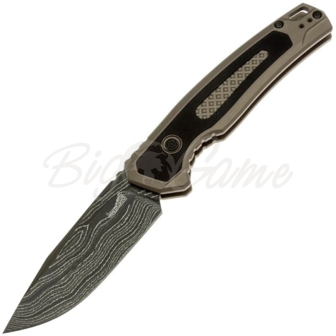 Нож складной автоматический KERSHAW Launch 21 Дамасская сталь рукоять Алюминий 6061-T6 цв. Бежевый фото 1