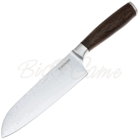 Нож с фиксированным клинком BOKER Meisterklinge Damast Santoku сталь VG-10,дамаск рукоять Дуб цв. Черный фото 1