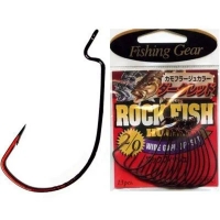 Крючок офсетный SASAME Rock Fish Wide Gape Offset № 1/0 (17 шт.) цв. Dark Red