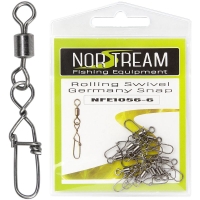 Вертлюг с карабином NORSTREAM Rolling swivel Germany snap (10 шт.) № 6