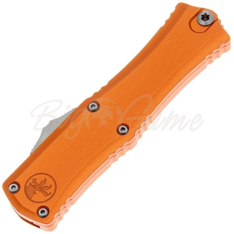 Нож складной автоматический MICROTECH Hera 2 Mini Recurve S/E сталь M390MK рукоять Алюминий цв. Оранжевый фото 2