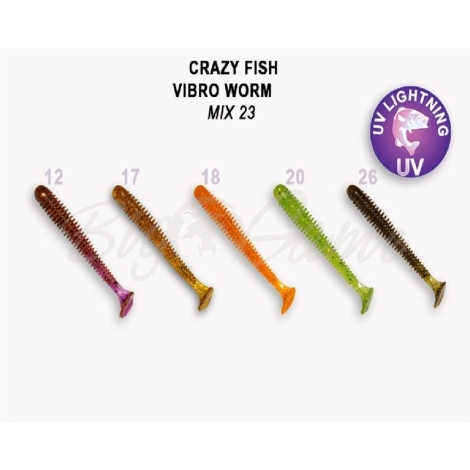 Виброхвост CRAZY FISH Vibro Worm 3" (5 шт.) зап. кальмар, код цв. М23 фото 1