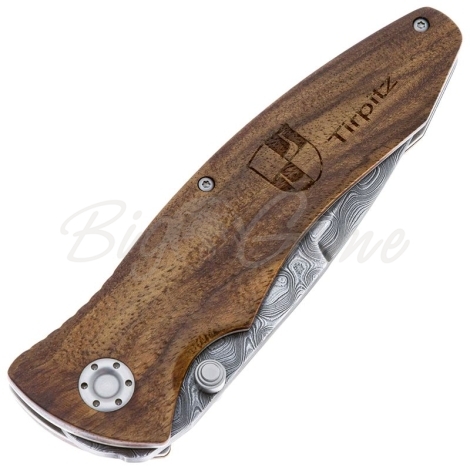 Нож складной BOKER Tirpitz-Damascus Wood дамасская сталь рукоять Дерево цв. Коричневый фото 3