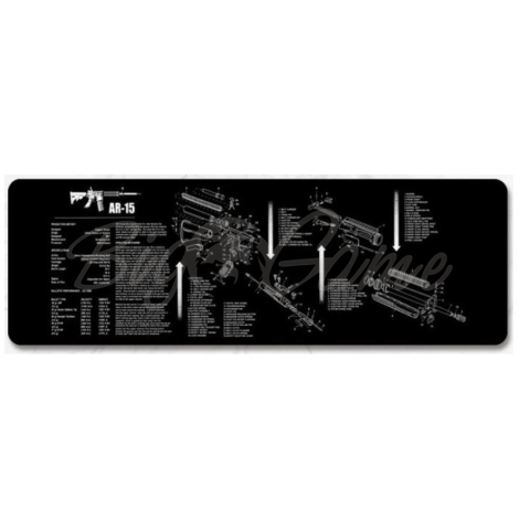 Коврик для чистки оружия TEKMAT Ar15 Rifle Cleaning Mat р. 910 х 310 х 3 мм, цв. черный + схема фото 1