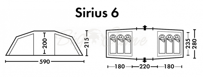 Палатка FHM Sirius 6 кемпинговая цвет Синий / Серый фото 13