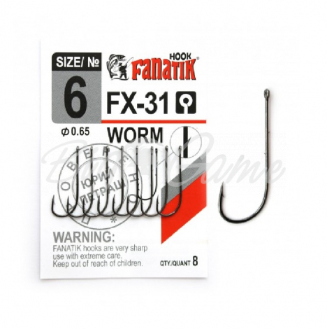 Крючок одинарный FANATIK FX-31 Worm № 6 (8 шт.) фото 1