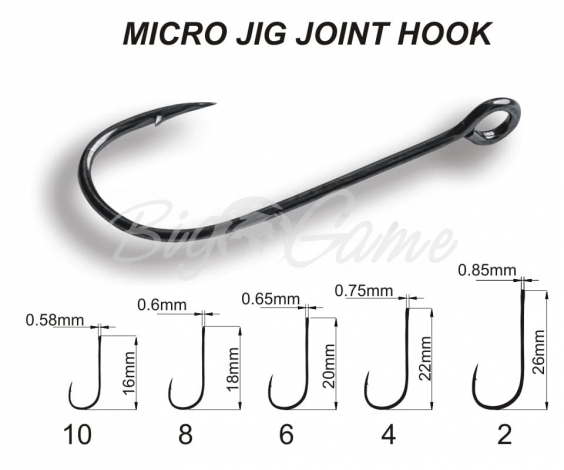 Крючок одинарный CRAZY FISH Micro Jig Joint Hook № 2 (10 шт.) фото 1