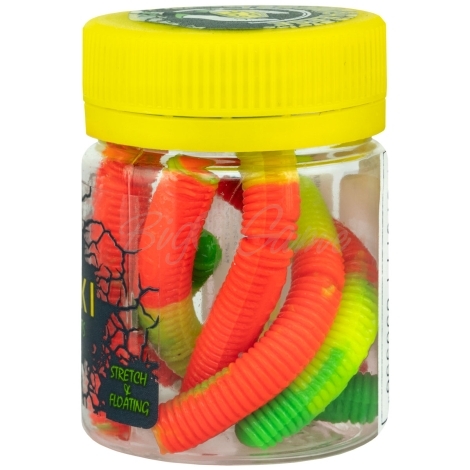 Червь TERUKI Roy 6,5 см (7 шт.) зап. сыр цв. Green/Orange/Chartreuse фото 1