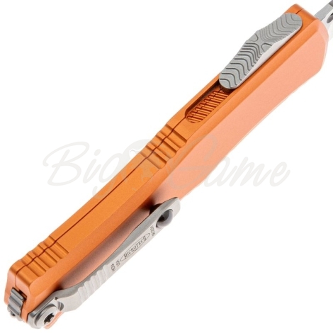 Нож складной автоматический MICROTECH Hera 2 Mini Recurve S/E сталь M390MK рукоять Алюминий цв. Оранжевый фото 4