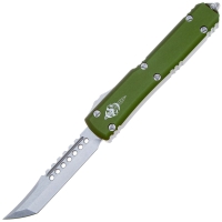 Нож автоматический MICROTECH Ultratech Hellhound клинок Stainless Damascus рукоять алюминий 6061 T-6 цв. Зеленый