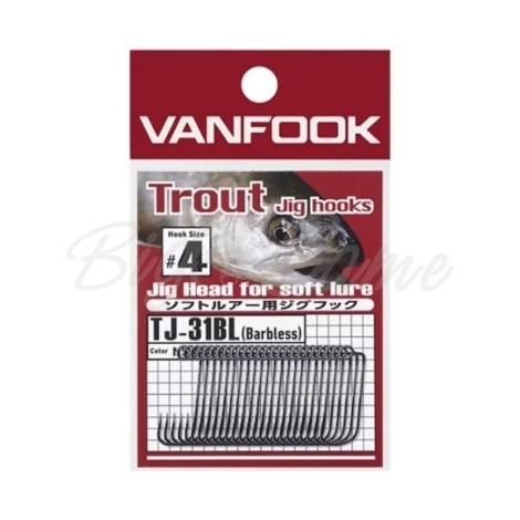 Крючок одинарный VANFOOK Trout Jig Hook TJ-31BL цв. NS Black № 4 (25 шт.) фото 1