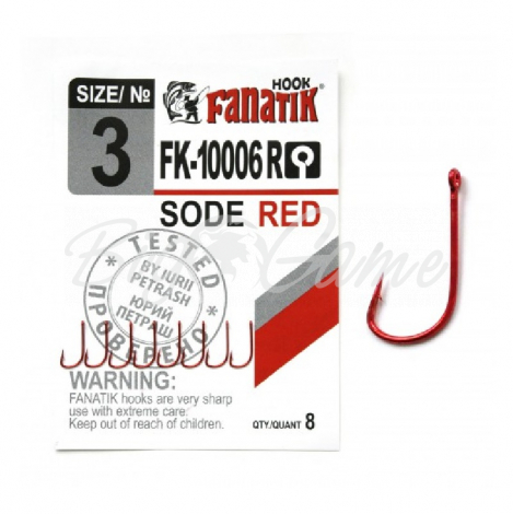 Крючок одинарный FANATIK FK-10006 Sode Red № 3 (8 шт.) фото 1