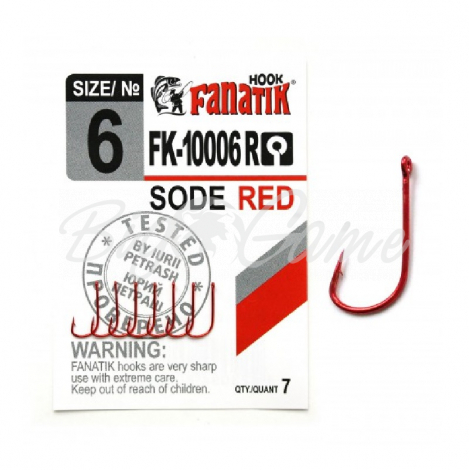 Крючок одинарный FANATIK FK-10006 Sode Red № 6 (7 шт.) фото 1