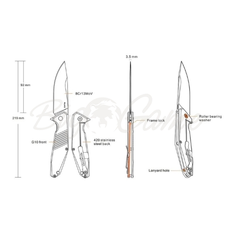 Нож складной RUIKE Knife D191-B цв. Серый фото 8