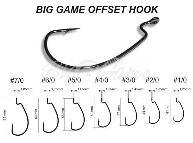 Крючок офсетный CRAZY FISH Big Game Offset Hook № 6/0 (200 шт.) фото 1