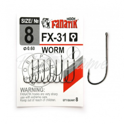 Крючок одинарный FANATIK FX-31 Worm № 8 (8 шт.) фото 1