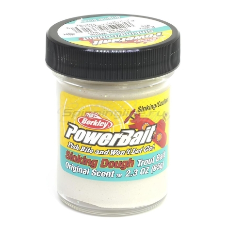 Паста форелевая BERKLEY PowerBait Sinking Dough Original Scent Glitter Trout Bait цв. Белый фото 1