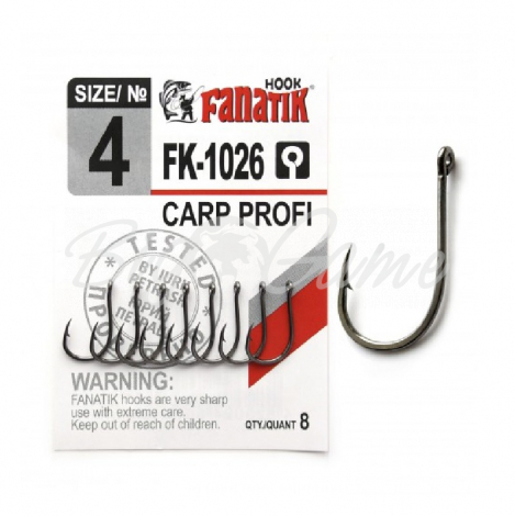 Крючок одинарный FANATIK FK-1026 Carp Profi № 4 (8 шт.) фото 1