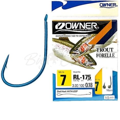 Крючок одинарный с поводком OWNER RL-175№ 5 (10 шт.) фото 1