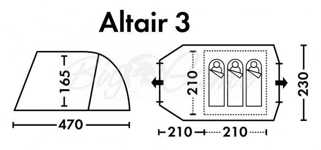 Палатка FHM Altair 3 кемпинговая цвет Синий / Серый фото 2