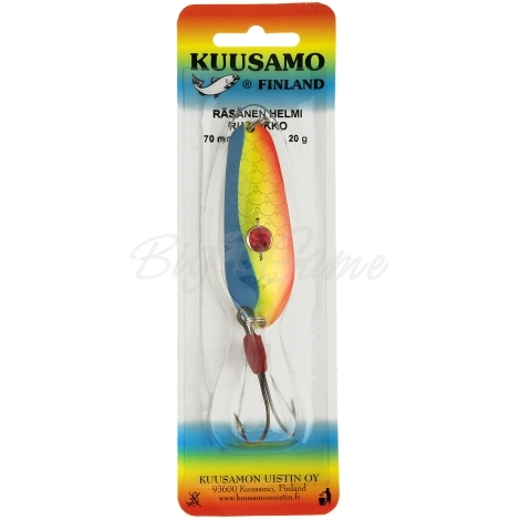 Блесна колеблющаяся KUUSAMO Rasanen 70/20 (бусинка, незацепляйка) код цв. BLU/FYe/FR-S фото 3
