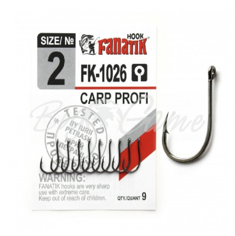 Крючок одинарный FANATIK FK-1026 Carp Profi № 2 (9 шт.) фото 1