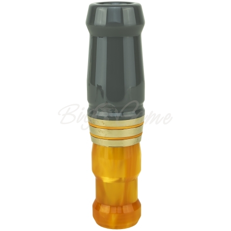 Манок на белолобого гуся D.E.D CUSTOM CALLS Зов вдовы Call of widow Ringing Kick (делрин) с гравировкой цв. Оранжевый перламутр / Серый фото 1