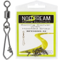 Вертлюг с карабином NORSTREAM Rolling swivel with hooked snap (10 шт.) № 12