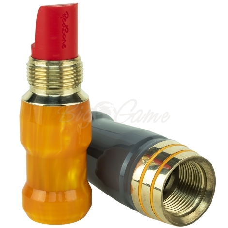 Манок на белолобого гуся D.E.D CUSTOM CALLS Зов вдовы Call of widow Ringing Kick (делрин) с гравировкой цв. Оранжевый перламутр / Серый фото 4
