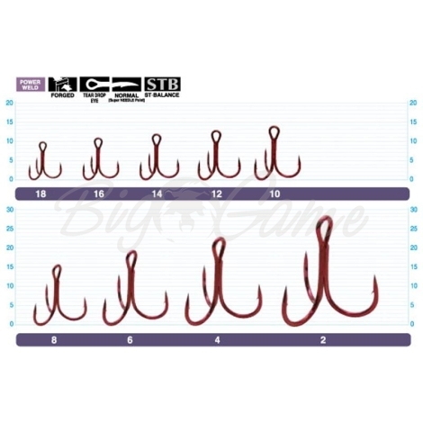 Крючок тройной OWNER ST-36RD-04 (7 шт.) код цв. RD фото 1