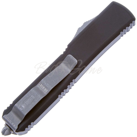 Нож автоматический MICROTECH  Ultratech S/E рукоять алюминий, серр. клинок, цв. черный фото 2