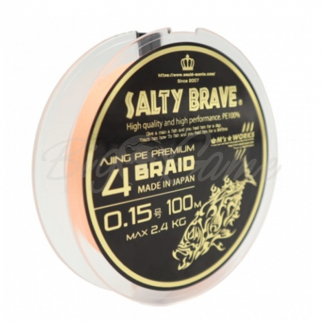 Плетенка SQUID MANIA Salty Brave Ajing PE Premium 4 Braid 100 м цв. оранжевый #0.1 фото 1