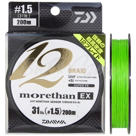 Плетенка DAIWA UVF Morethan Sensor 12 Braid EX+Si Lime green 200м #1,5 фото 1