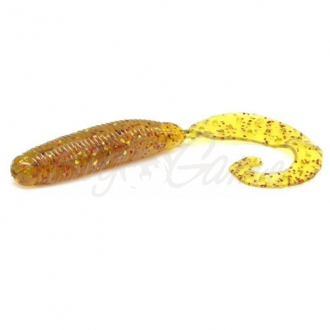 Твистер REINS Fat G-tail Grub 4" (10 шт.) цв. 598-Motor Oil Red Gold фото 1