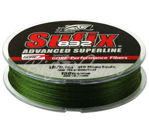 Плетенка SUFIX 832 Braid Lo Vis Green 135 м 0,15 мм цв. Зеленый фото 1