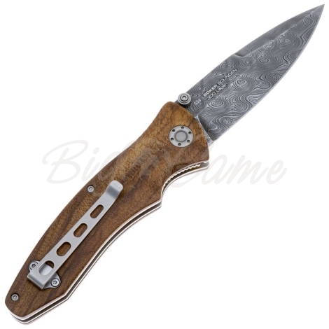 Нож складной BOKER Tirpitz-Damascus Wood дамасская сталь рукоять Дерево цв. Коричневый фото 4