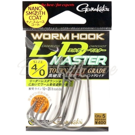 Крючок офсетный GAMAKATSU Worm Hook LD Master NSC № 4/0 (5 шт.) фото 1
