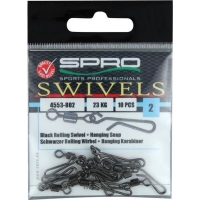 Вертлюг с застежкой SPRO Rolling Swivel Hanging Snap №02 (10 шт.)