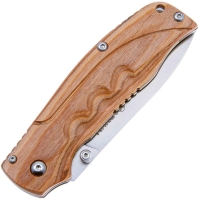 Нож складной полуавтоматический BOKER Pakka Hunter сталь 440B рукоять Дерево цв. Коричневый превью 3