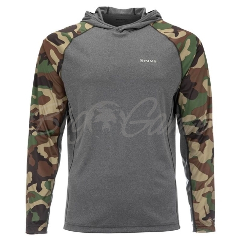 Термокофта SIMMS SolarFlex Hoody Print цвет Woodland Camo / Carbon Heather фото 1