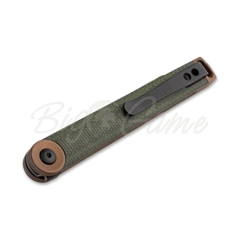 Нож складной BOKER Kaizen Green Canvas Micarta сталь D2 рукоять зеленая микарта фото 2