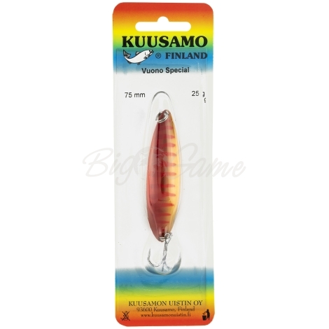 Блесна колеблющаяся KUUSAMO Vuono Special 75/25 код цв. R/FYe-C  фото 3